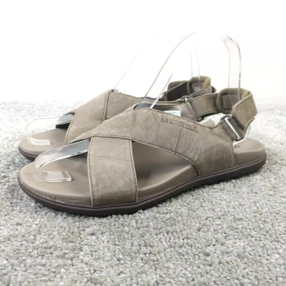 Merrell Around Town Sunvue Nubuck Leather Strap Sandals Womens Size 7 Shoes Gray - Picture 1 of 9